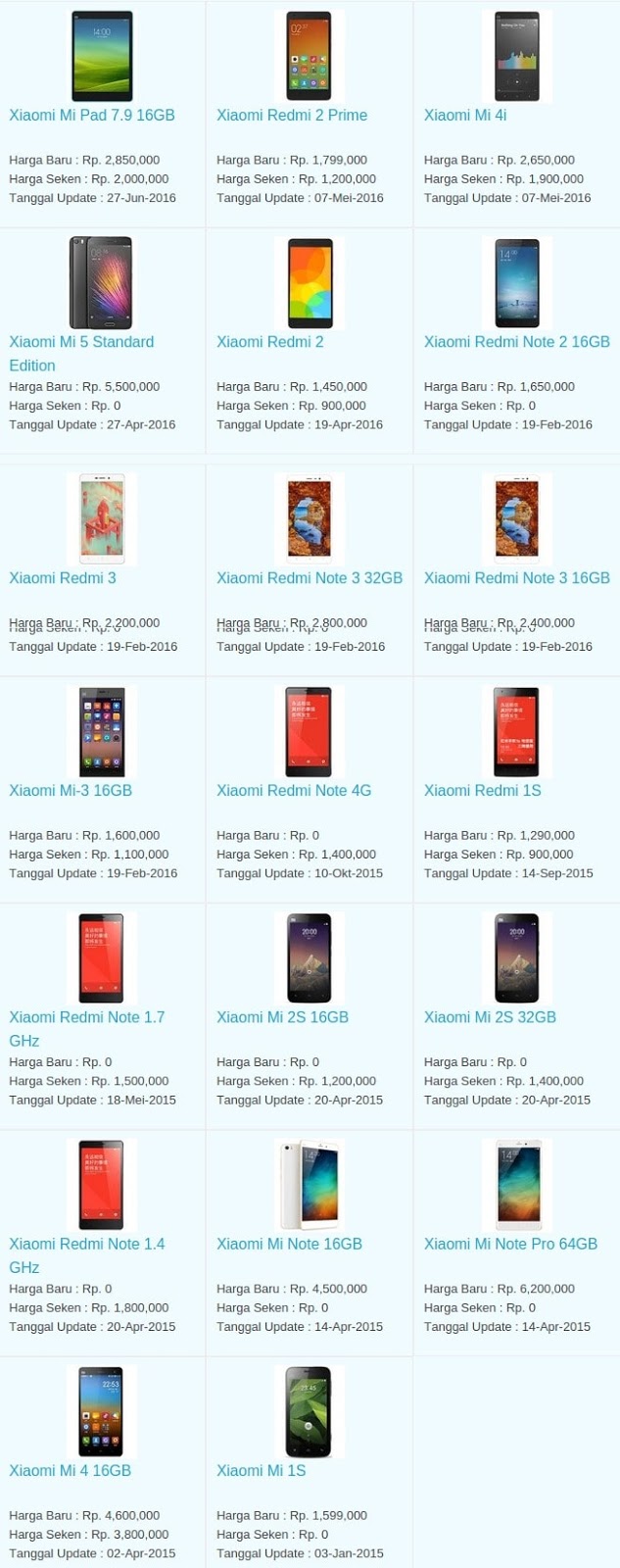 Daftar Harga Hp Terbaru Xiaomi Juli 2016 Daftar Harga Hp Terbaru Xiaomi Juli 2016