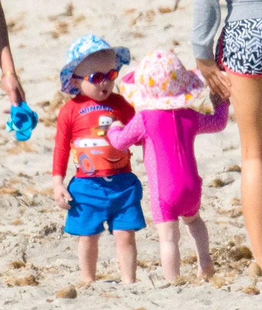 Princess Charlene  Princess Gabriella and Crown Prince Jacques in Corsica beach