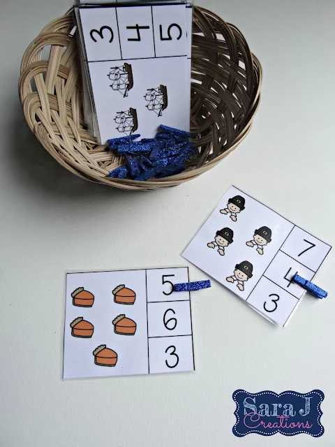 Thanksgiving counting clip cards are an easy way to practice counting objects up to 30.  Grab your freebie now!