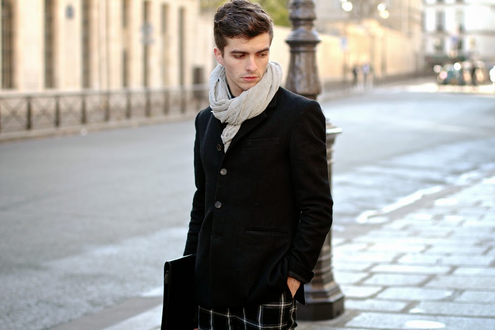 Fashops Jacket // Givenchy Shirt Chemise // Pantalon à carreaux Checked Pants // Lacoste Derbies // The Heart Of Influence Bracelet // American Vintage Scarf Écharpe // Blog Mode Style Homme Mensfashion