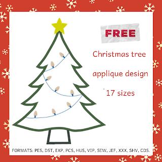 Christmas tree applique design for FREE!