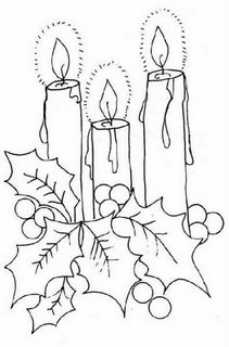 desenho de velas de natal com azevinhos