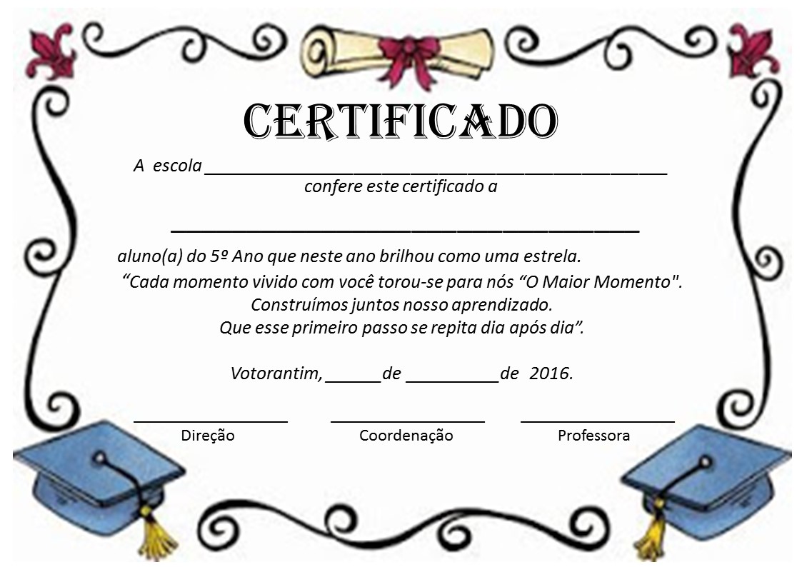Daia Duarte Educação: Certificado para 5º ano