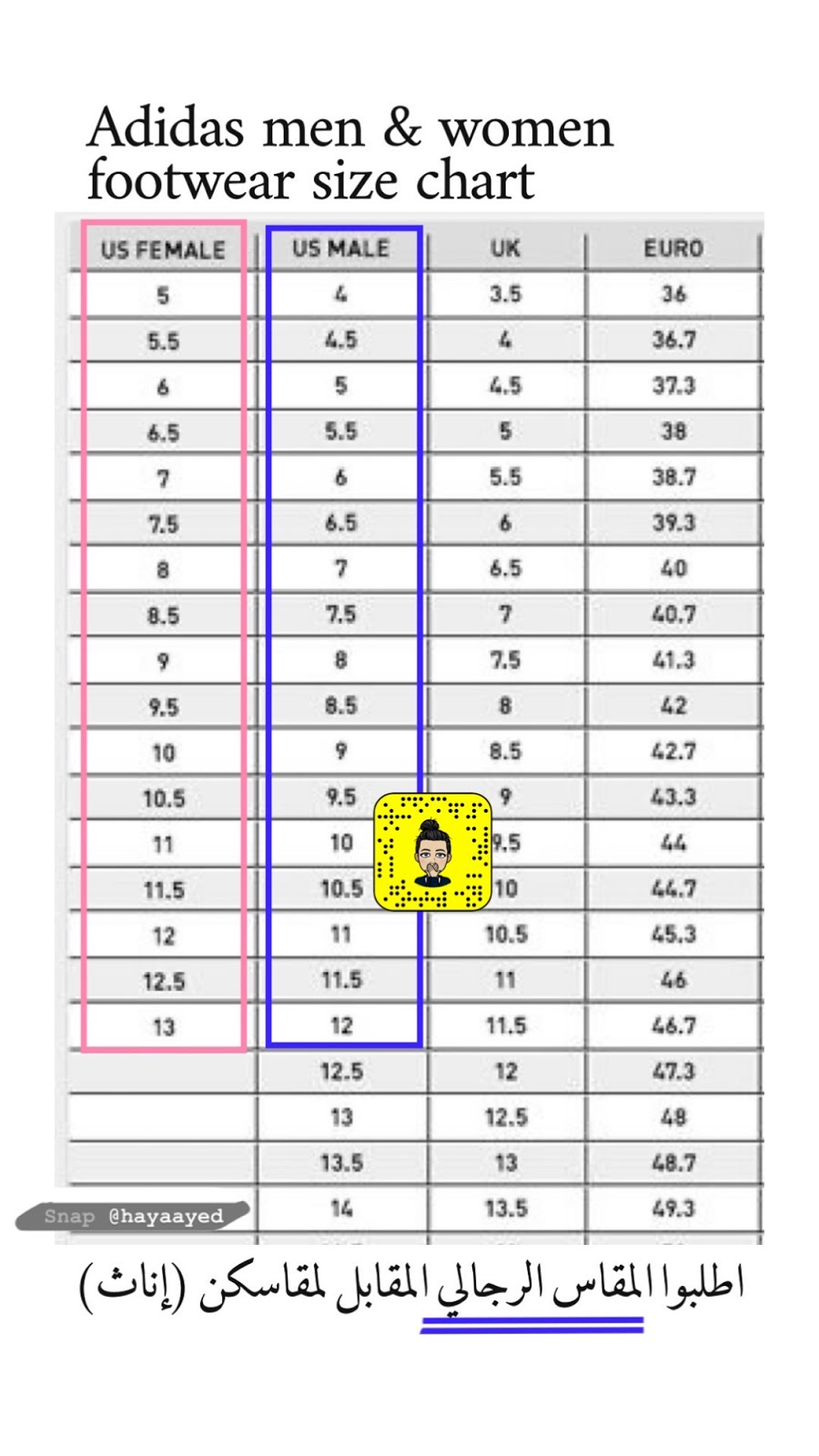 المقاسات الامريكية للاحذية