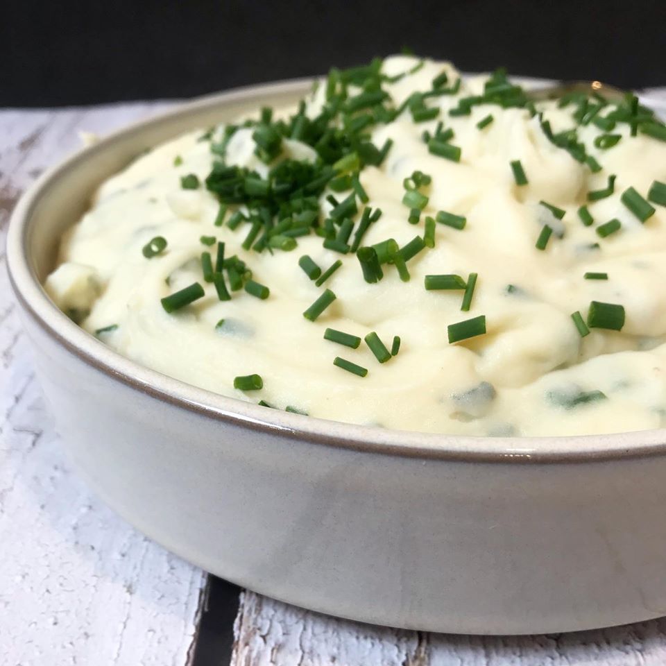 Aardappelpuree met boursin en verse bieslook