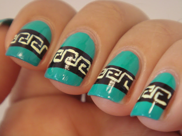 nail loopy moody teal tribal