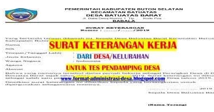 Contoh Surat Keterangan Kerja Dari Desa Kelurahan 2020 Format