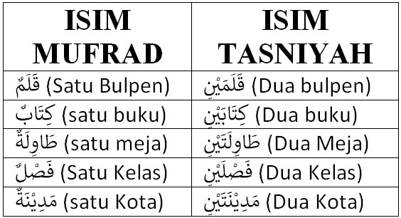 Contoh isim mufrad mudzakkar