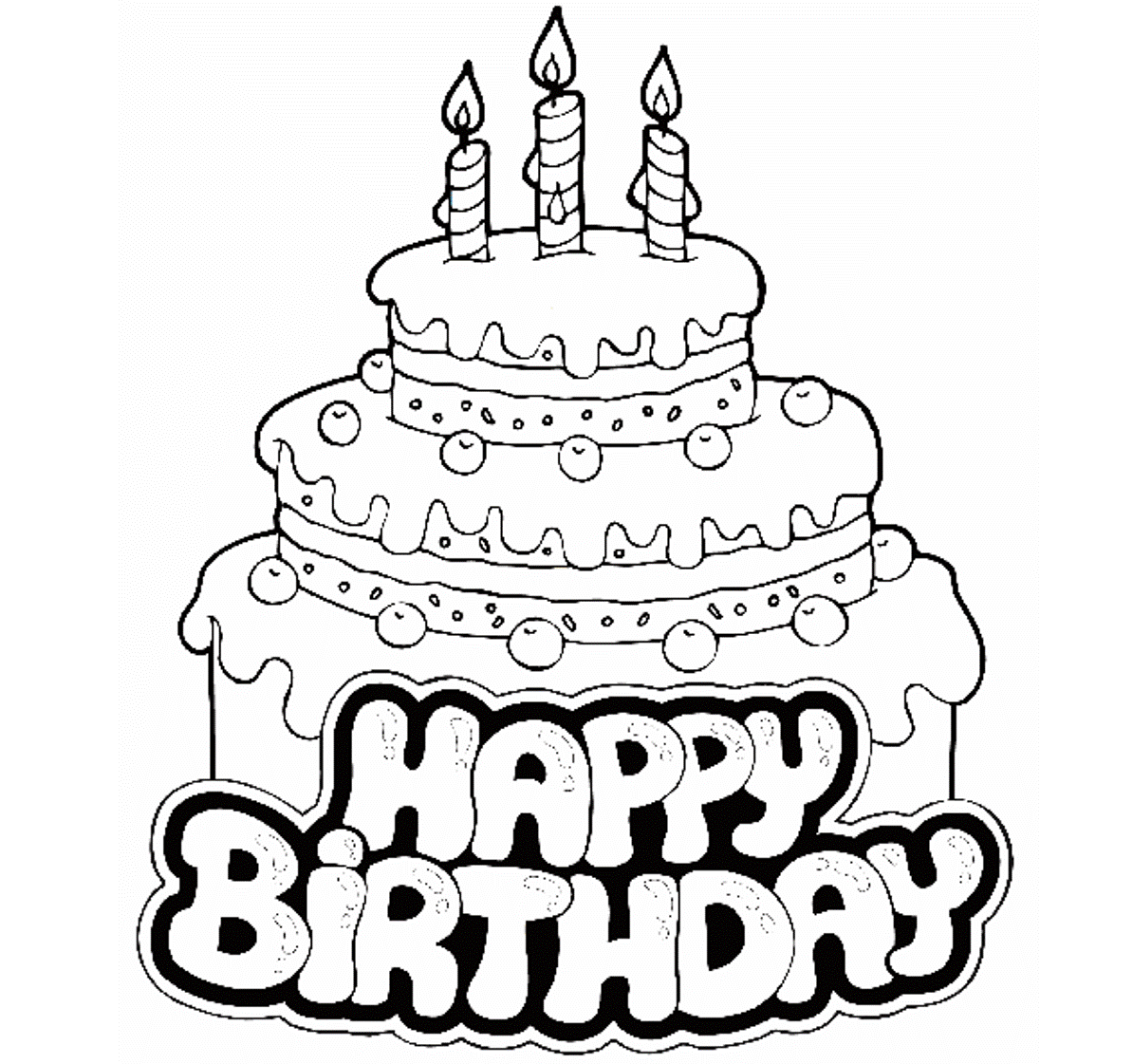 Happy Birthday Cake For Kid Coloring Drawing Free wallpaper