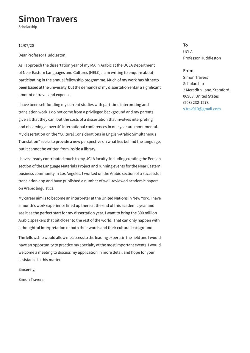 Scholarship Cover Letter Templates Medical Resume