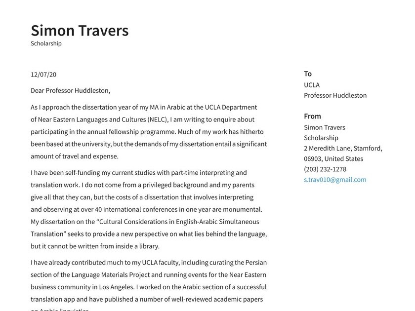 Scholarship Cover Letter Templates Medical Resume