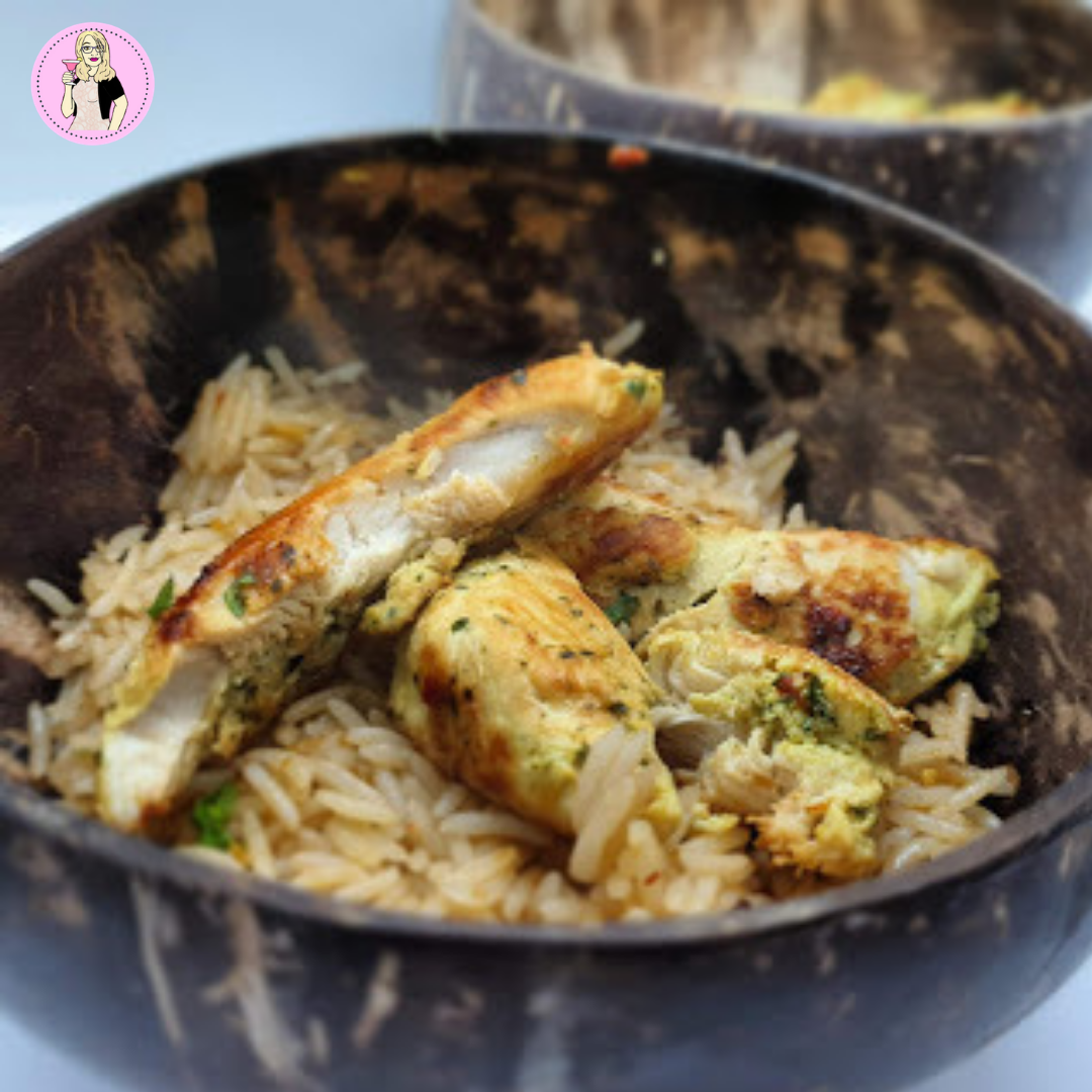 Thai Chicken Strips with Lime & Coconut Rice Healthy Recipe Sugar