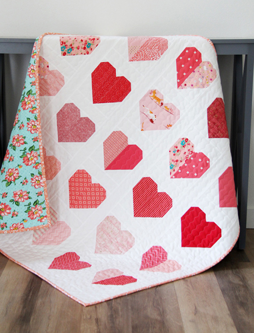 Simple Hearts Quilt Free Pattern designed by Allison Harris of CluckCluckSew