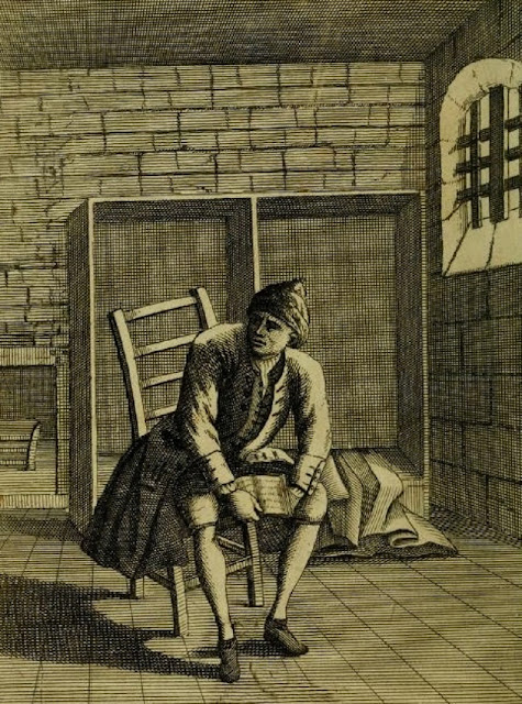 Джонатан Уайлд в Ньюгейтской тюрьме. Гравюра 1725 г.