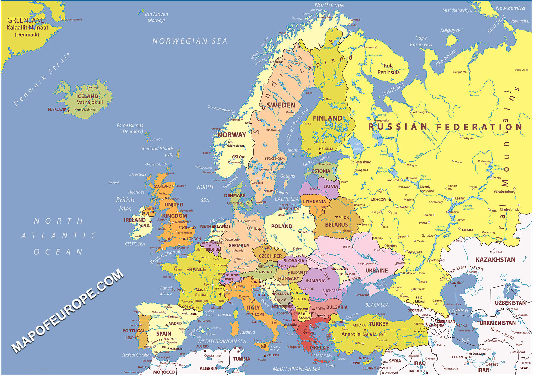 Europe Labeled Map ~ Maps Capital