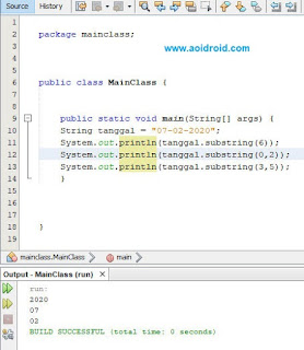 membuat sub string java