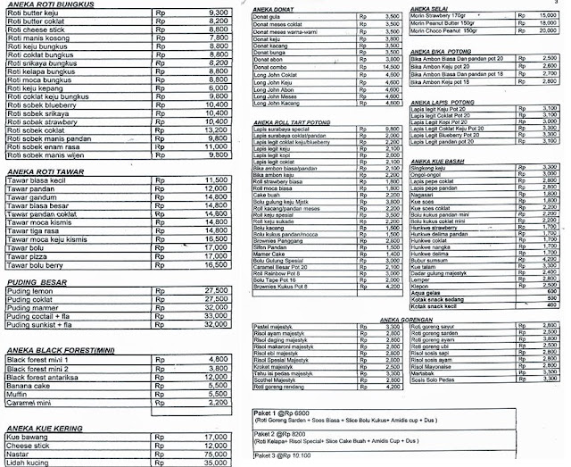 Gambar Daftar Harga Kue Majestyk