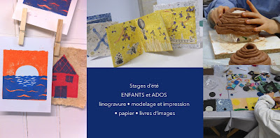 stages été enfants ados atelier créatifs dessin gravure papier 