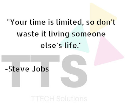A pic showing logo of TTECH Solutions with Quote by Steve Jobs