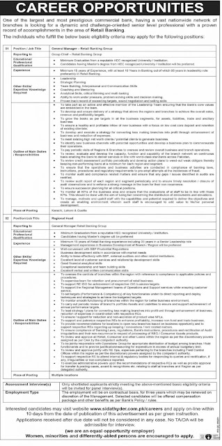 Today Banking Jobs 2021 in Pakistan Latest Recruitment Notice