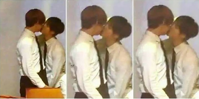 V và Jin của BTS hôn nhau