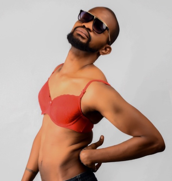 Nigerian actor Uche Maduagwu shares photo of himself wearing a bra after he claims he is a gay