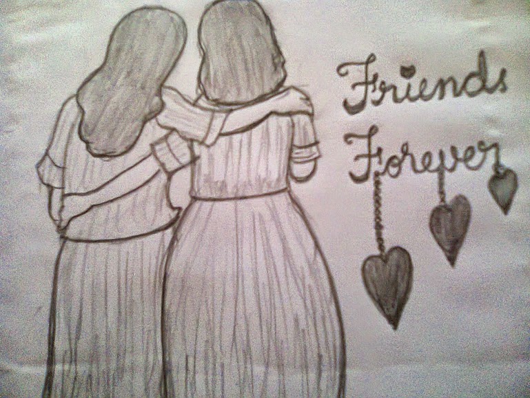 Pencil Drawing About Friendship