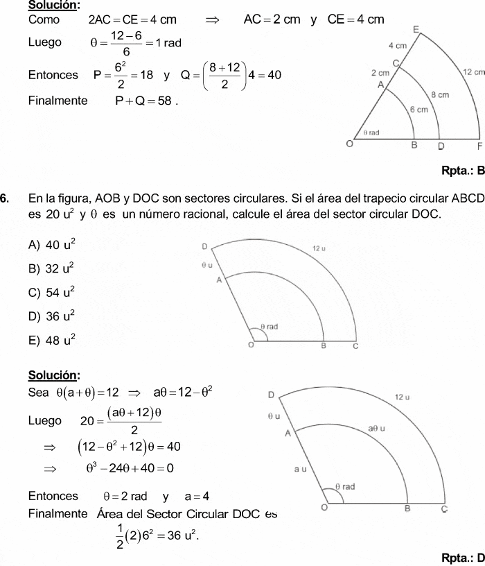 SECTOR CIRCULAR PROBLEMAS RESUELTOS DE TRIGONOMETRIA
