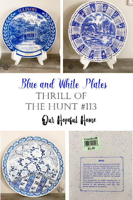 blue white porcelain plates tin tray Ming chrysanthemum pattern