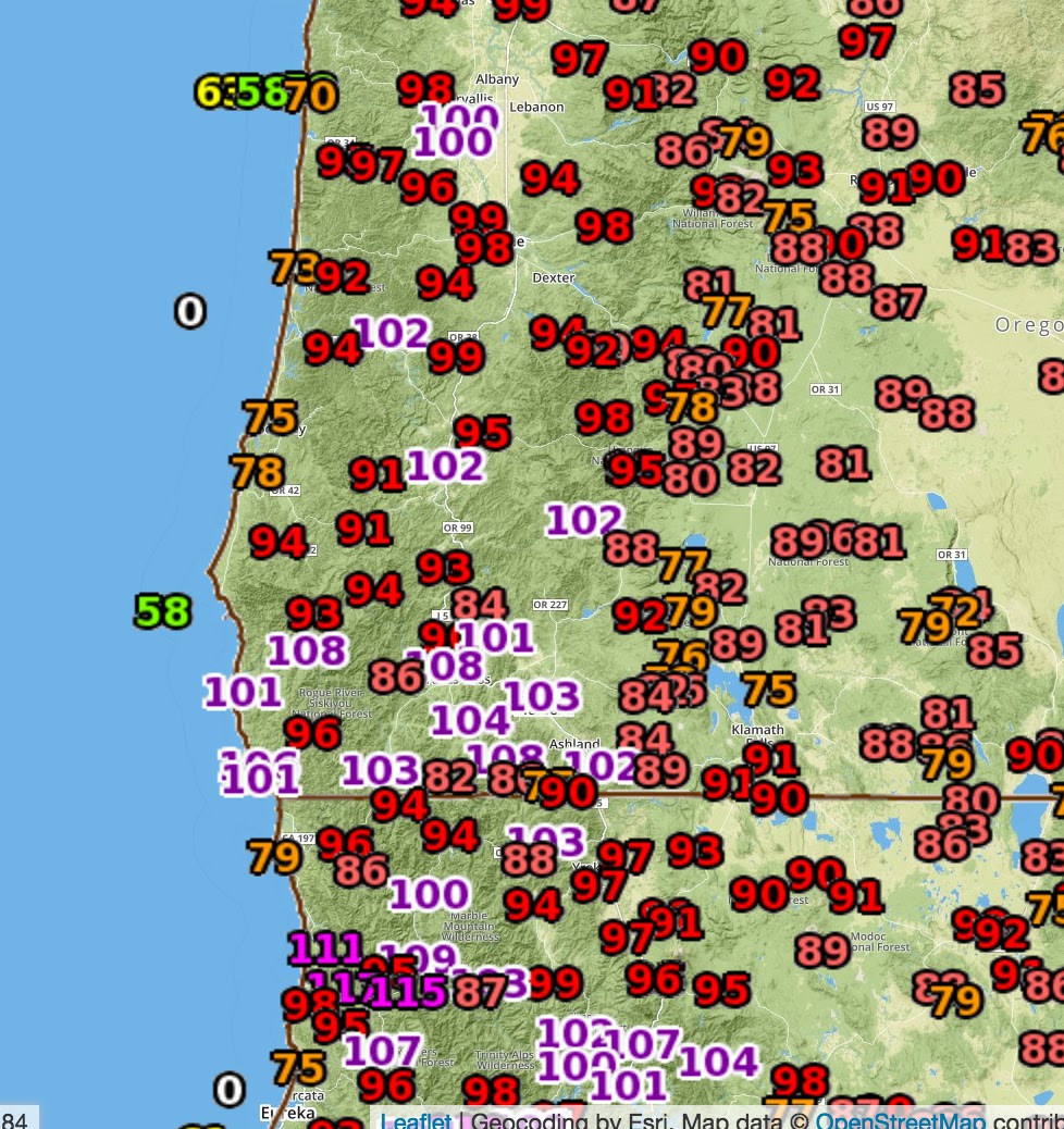 Cliff Mass Weather Blog Crazy Warm Temperatures over Southwest Oregon