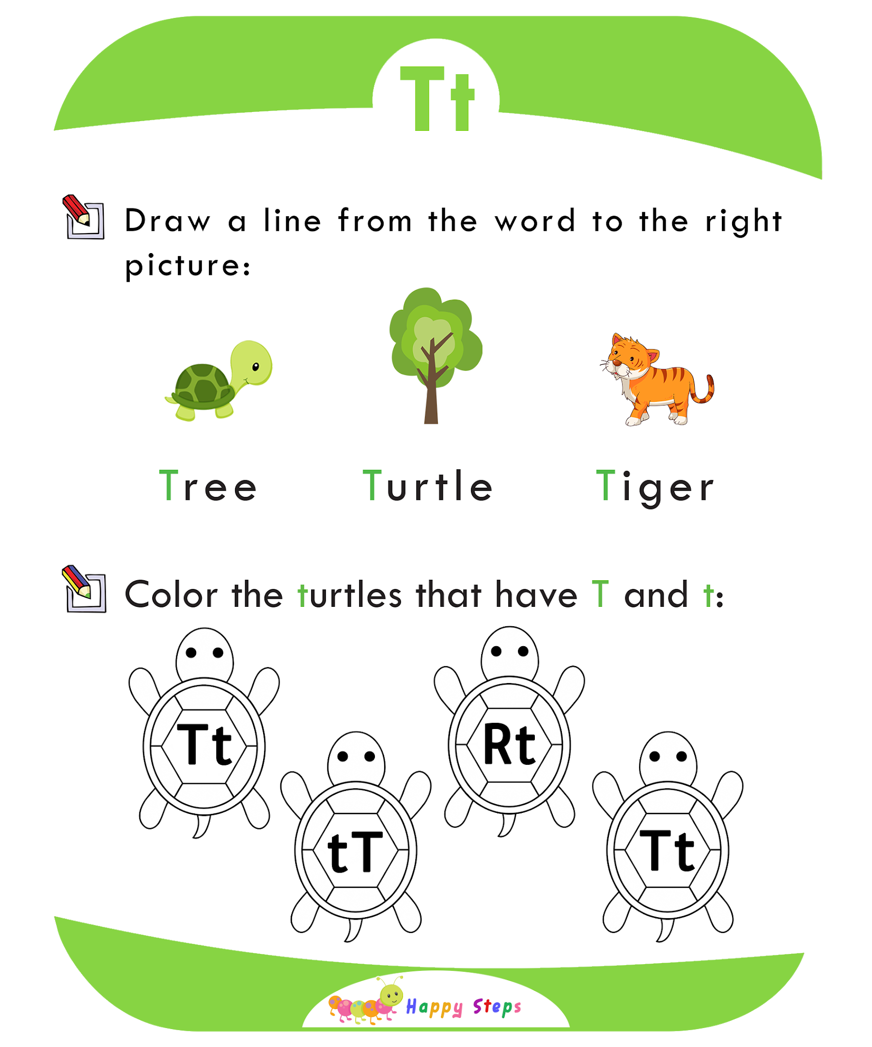 Activity Worksheet -1 Letter -T- for kids