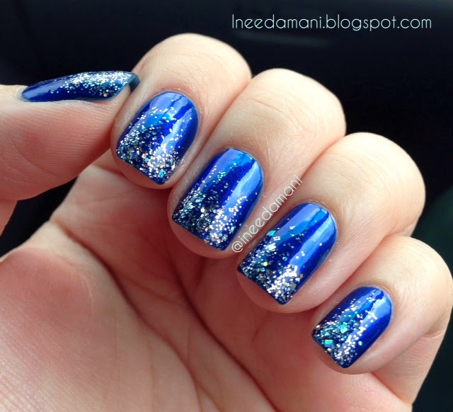essie aruba blue and silver glitter gradient nails
