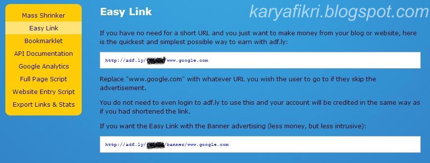 Easy Link (pembuatan link mudah) - tips & trik adf.ly