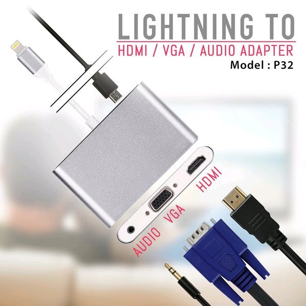 Lightning to HDMI VGA + Audio Aksesoris Komputer Lampung