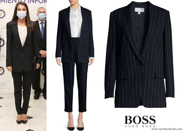 Queen Letizia wore Hugo Boss Kocani Striped Suit