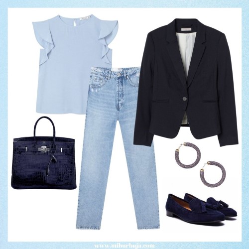 outfit formal con mocasines mujer