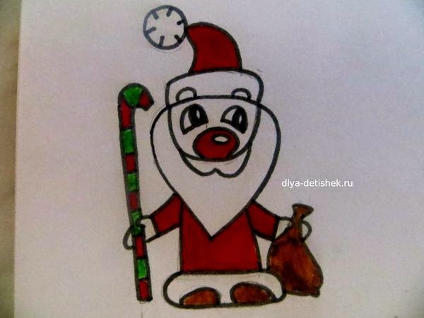 как нарисовать деда мороза маркерами. дед мороз скетч. как нарисовать деда мороза маркерами. идеи для рисования деда мороза. рисунок фломастерами милого деда мороза.