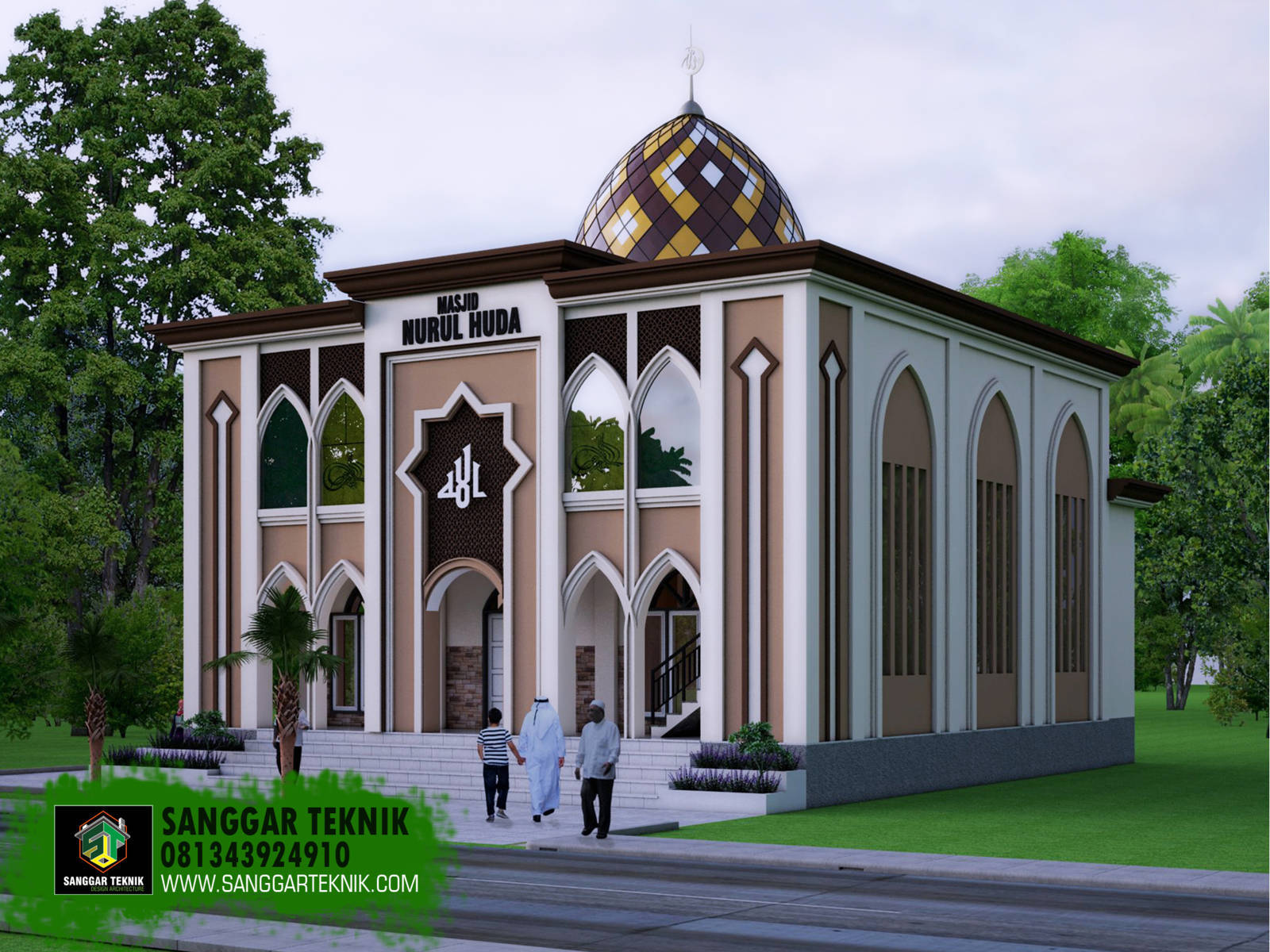 DESAIN MASJID MINIMALIS 13 x 14.5 METER ( 2 LANTAI ) SANGGAR TEKNIK