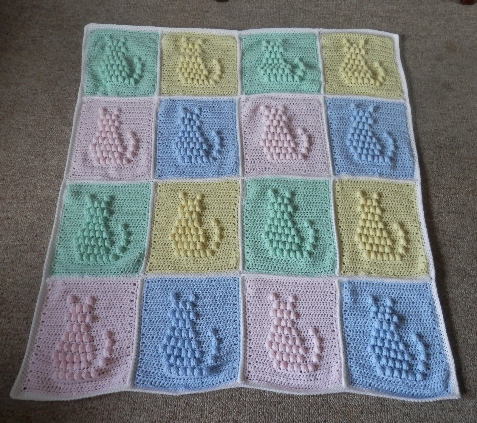 Karens Crocheted Garden of Colors Kitty Cat Lullaby Baby Blanket