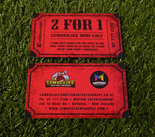 A flyer / coupon from Lumberjax Mini Golf A flyer / coupon from Lumberjax Mini Golf