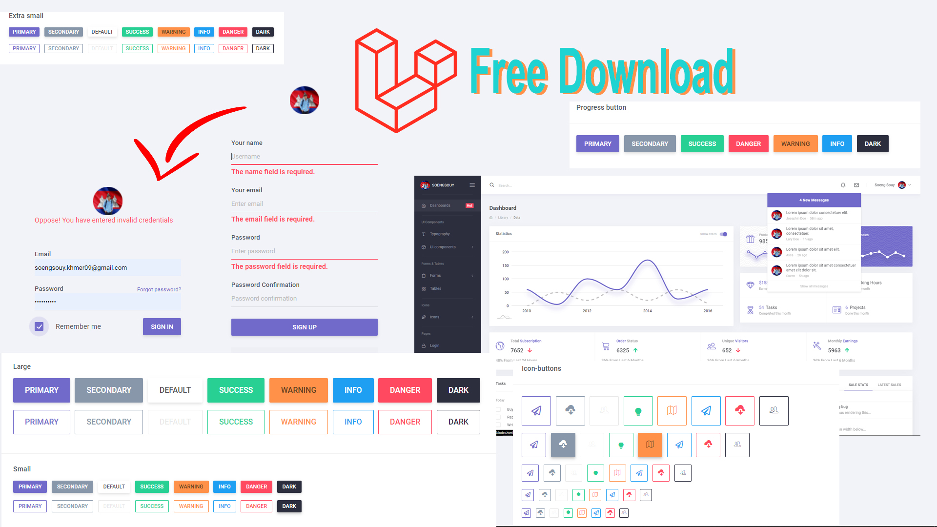 Dashboard admin page Laravel HTM CSS JS Version 5