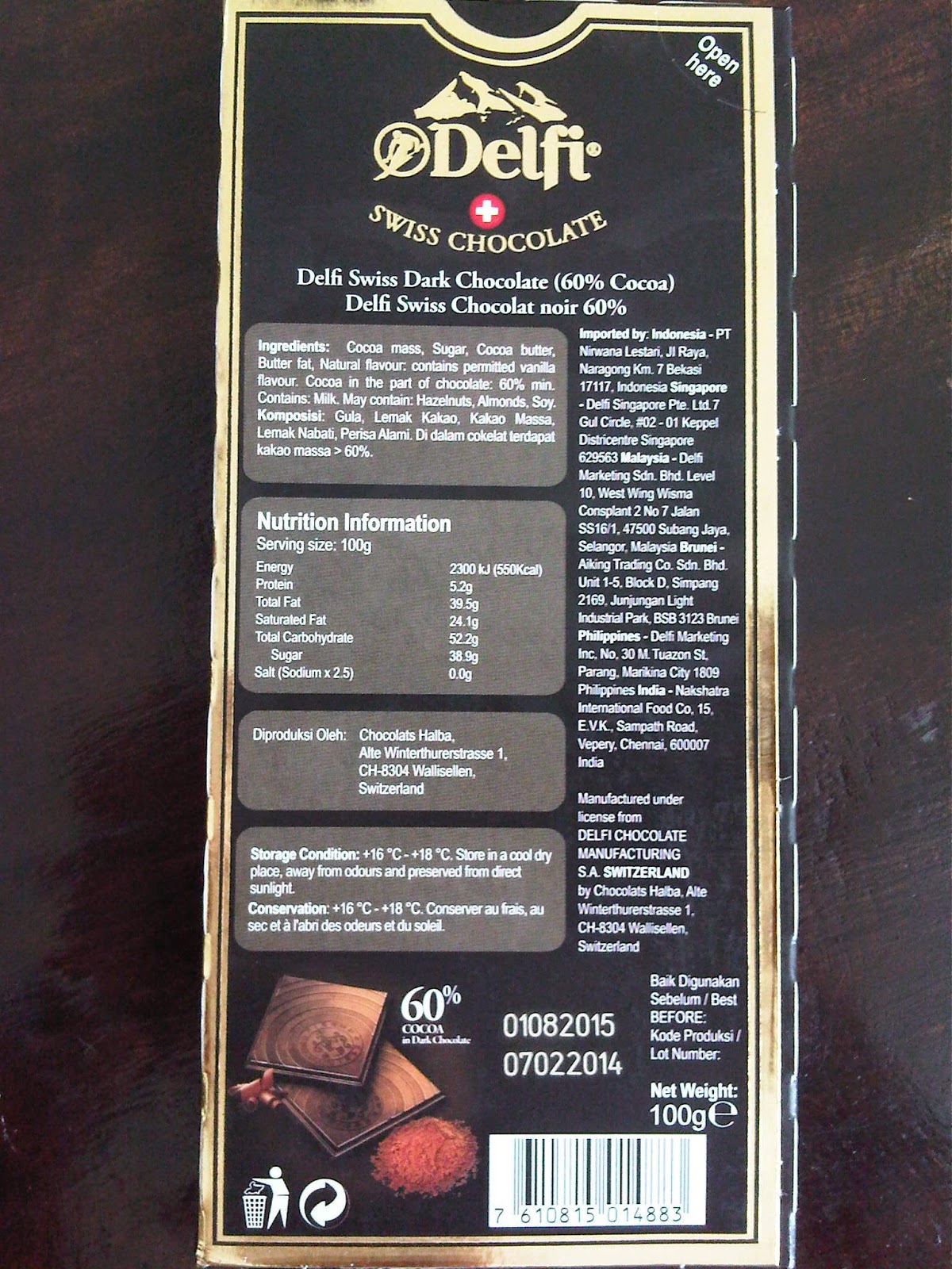 Regin's Realm Chocolate review Delfi Dark Chocolate 60 cocoa