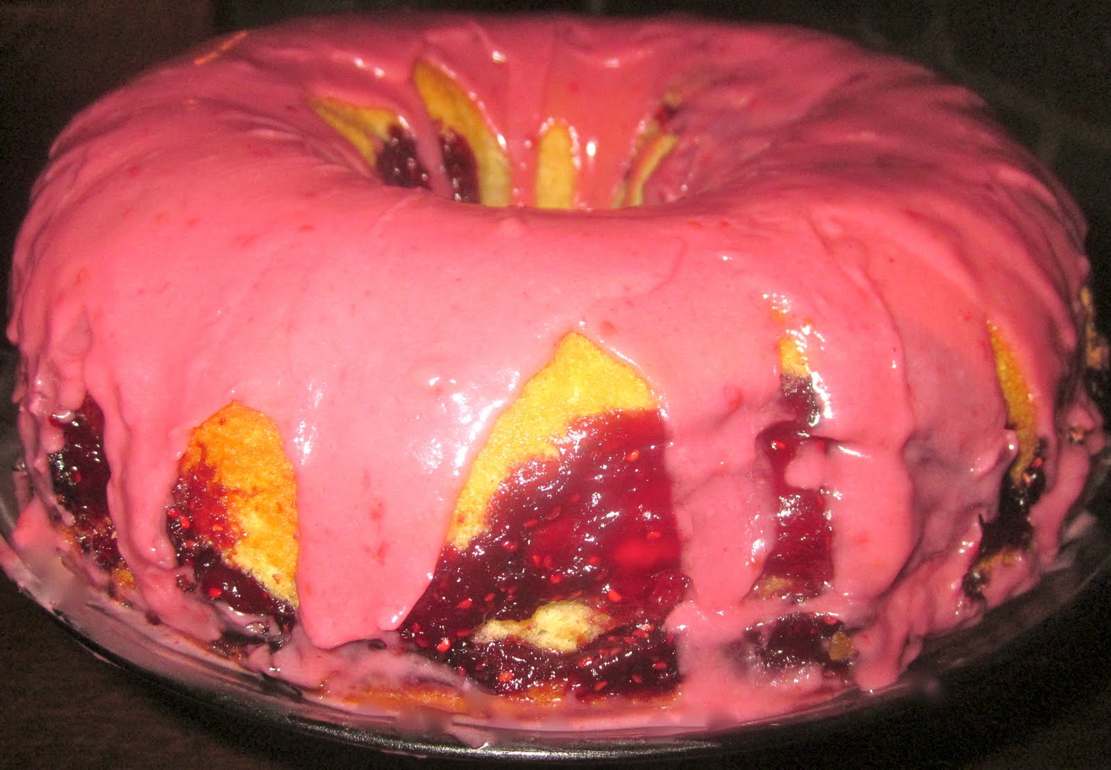 Haute + Heirloom Swirled Lemon Raspberry Poundcake with Raspberry Glaze