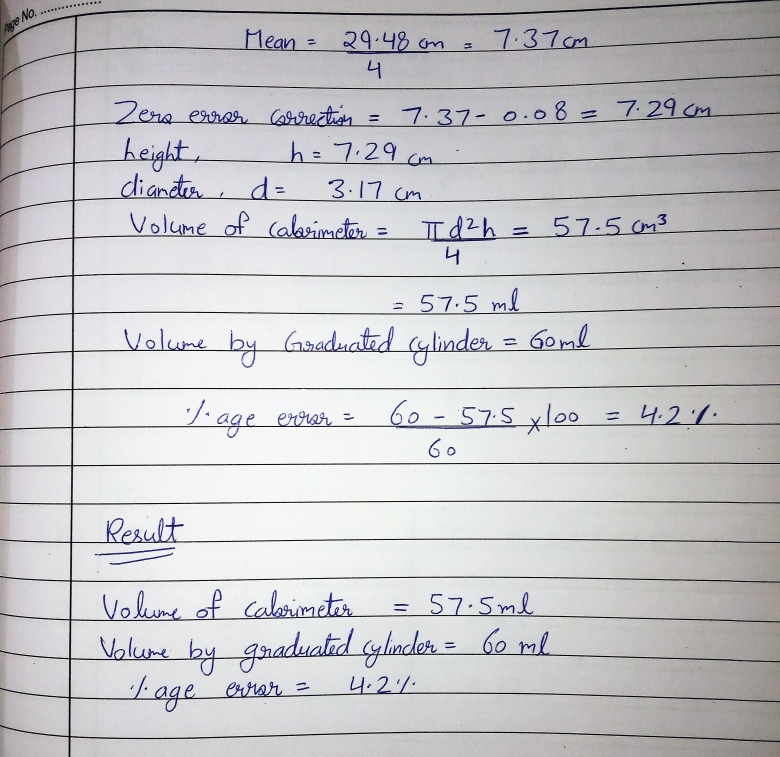 Class 11 Physics practical reading To measure internal diameter and