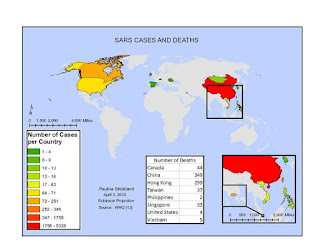 2002-2003'te SARS'tan etkilenen ülkeler ve ölümler