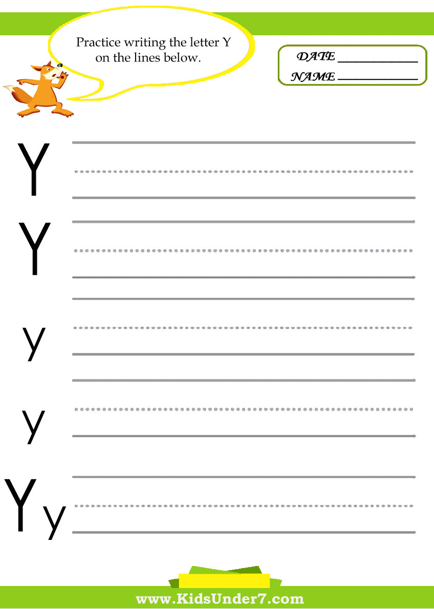 letter y writing practice worksheet free kindergarten english worksheet