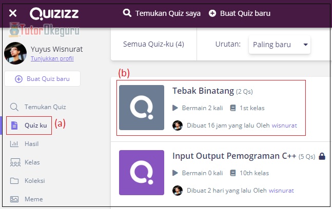 Cara Membagikan Link Quiz Online Quizizz Tutorial Okeguru