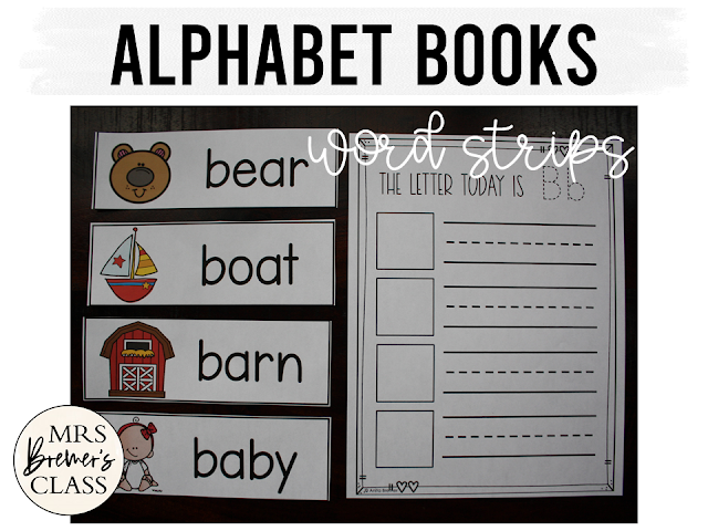 Alphabet books for writing and letter sounds practice. Use in a writing center, phonics center, alphabet center, or as part of Daily 5 activities. K-1