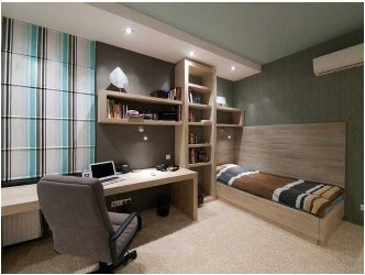 Moderne-junge-Schlafzimmermöbel-Wandregal-Schreibtisch-Beleuchtung-Ideen