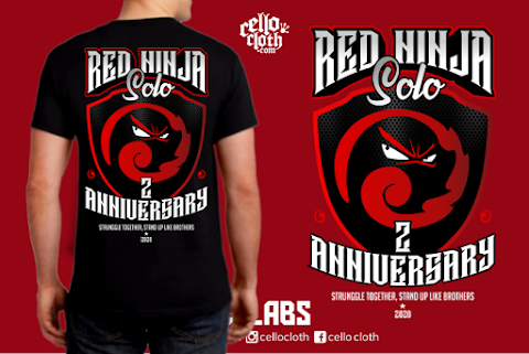 Red Ninja Anniversary T-Shirt - Contoh Desain Kaos Sablon Rubber Plastisol